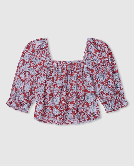 Imagen 0 de Blusa crop top de niña estampado floral