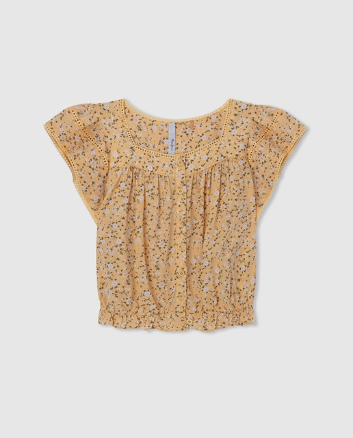 Imagen 0 de Blusa crop top de niña con estampado floral All Over