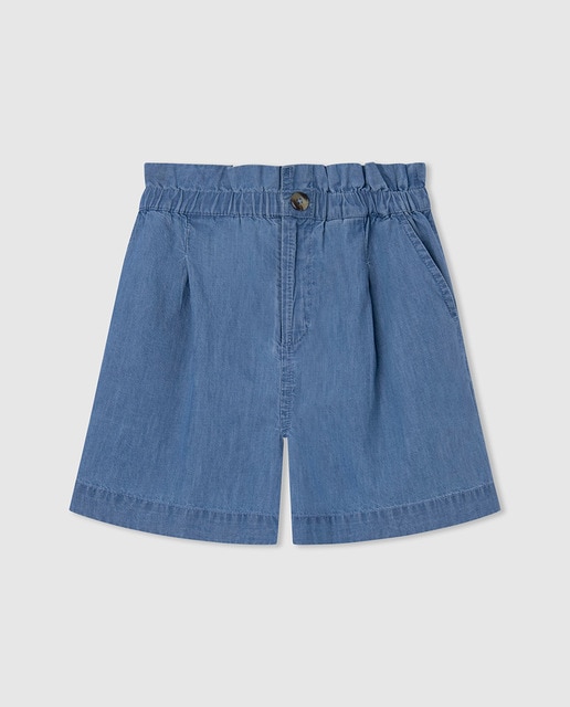 Imagen 0 de Short de niña con pliegues y cintura elástica