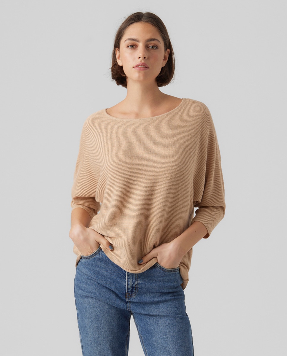 Pull à manches 3/4 et encolure bateau