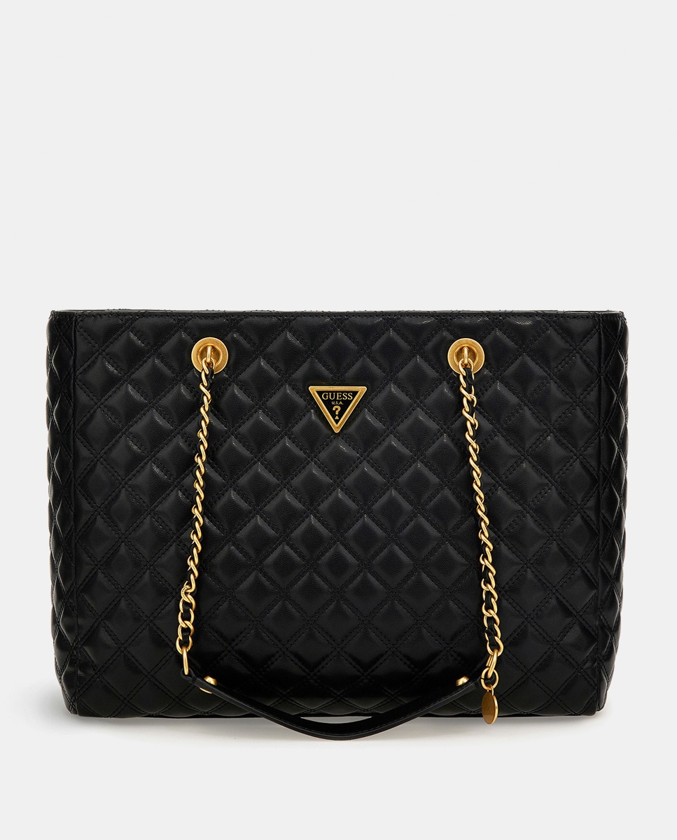 Sac tote matelassé avec logo et poche arrière