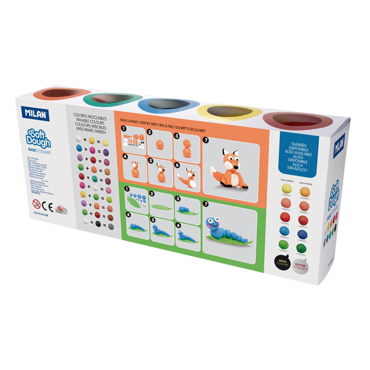 Caja de 10 botes de pasta blanda 85g Soft Dough Basic Colours MILAN multicolor Multicolor-2