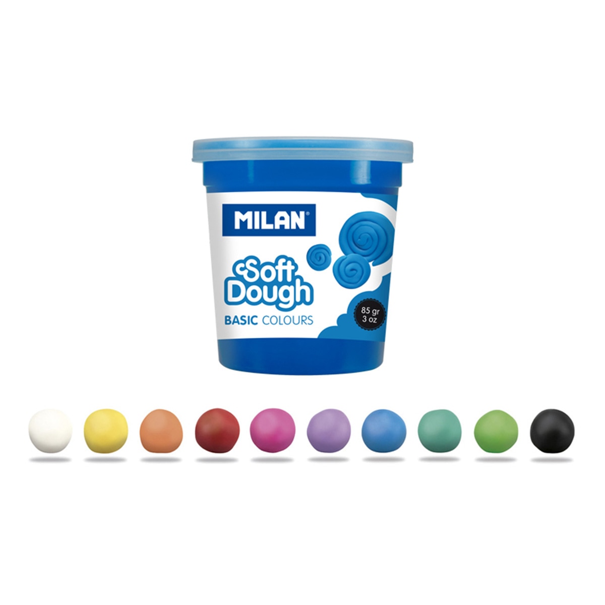 Caja de 10 botes de pasta blanda 85g Soft Dough Basic Colours MILAN multicolor Multicolor-3