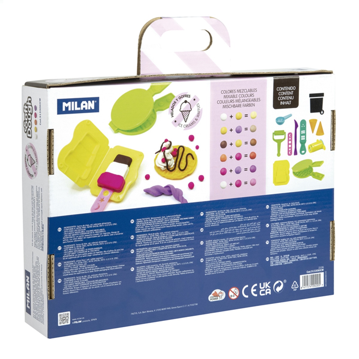 Maletín 6 botes de pasta blanda 59 g Soft Dough con herramientas Helados y gofres MILAN multicolor Multicolor-2