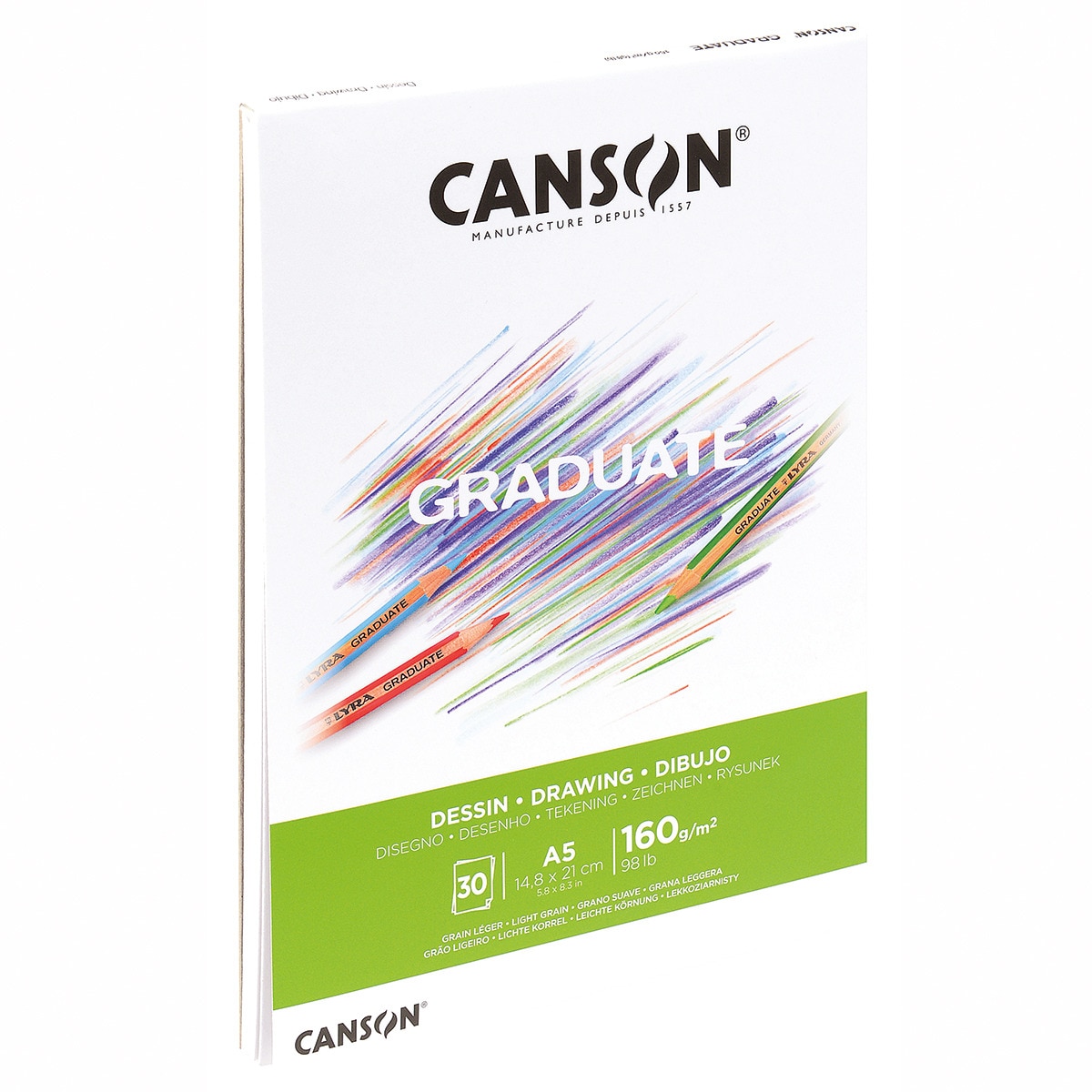 Bloco Colado Desenho 30 Folhas Fino Graduate 14,8x21 160 g - Branco Natural Branco Natural-2