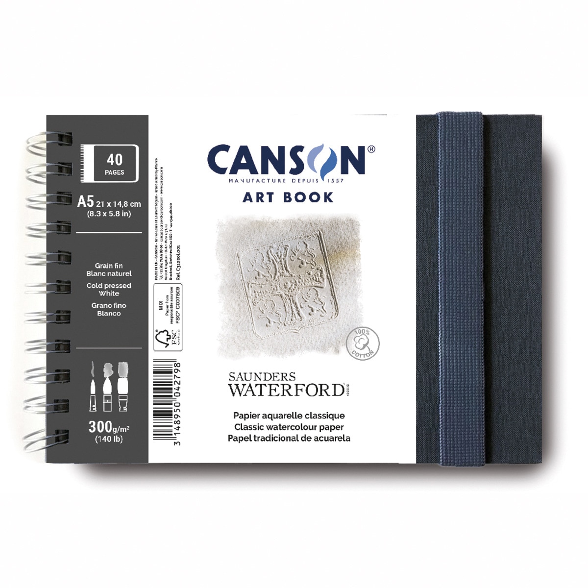 Caderno 14,8x21 (Paisagem) 20 Folhas 100% Fino 300 g Saunders Waterford 1