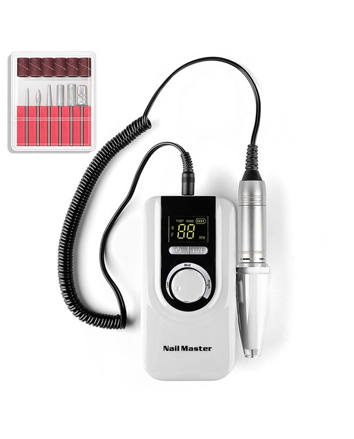 Imagen 0 de Pulidora de uñas de 25W con batería recargable, hasta 30.000rpm. Velocidad regulable. Incluye 6 cabezales de pulido y 6 limas.