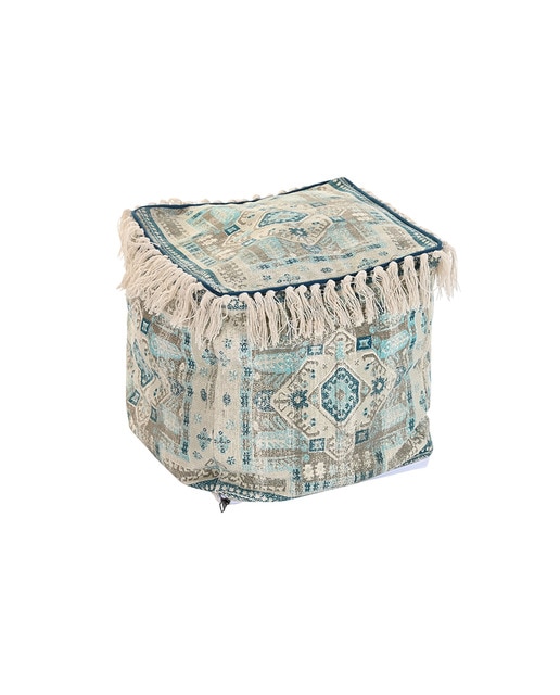 Imagen 0 de Cojín suelo algodón 40 x 40 x 40 1600 gr, flecos azul