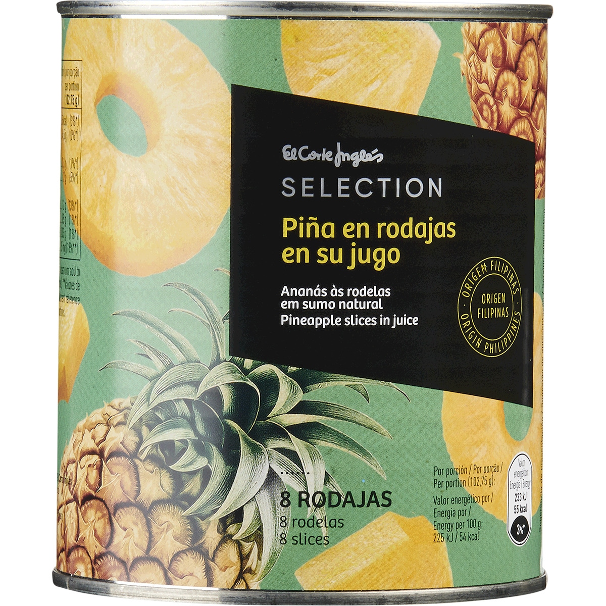 Ananás às Rodelas em Sumo Natural lata 493 g