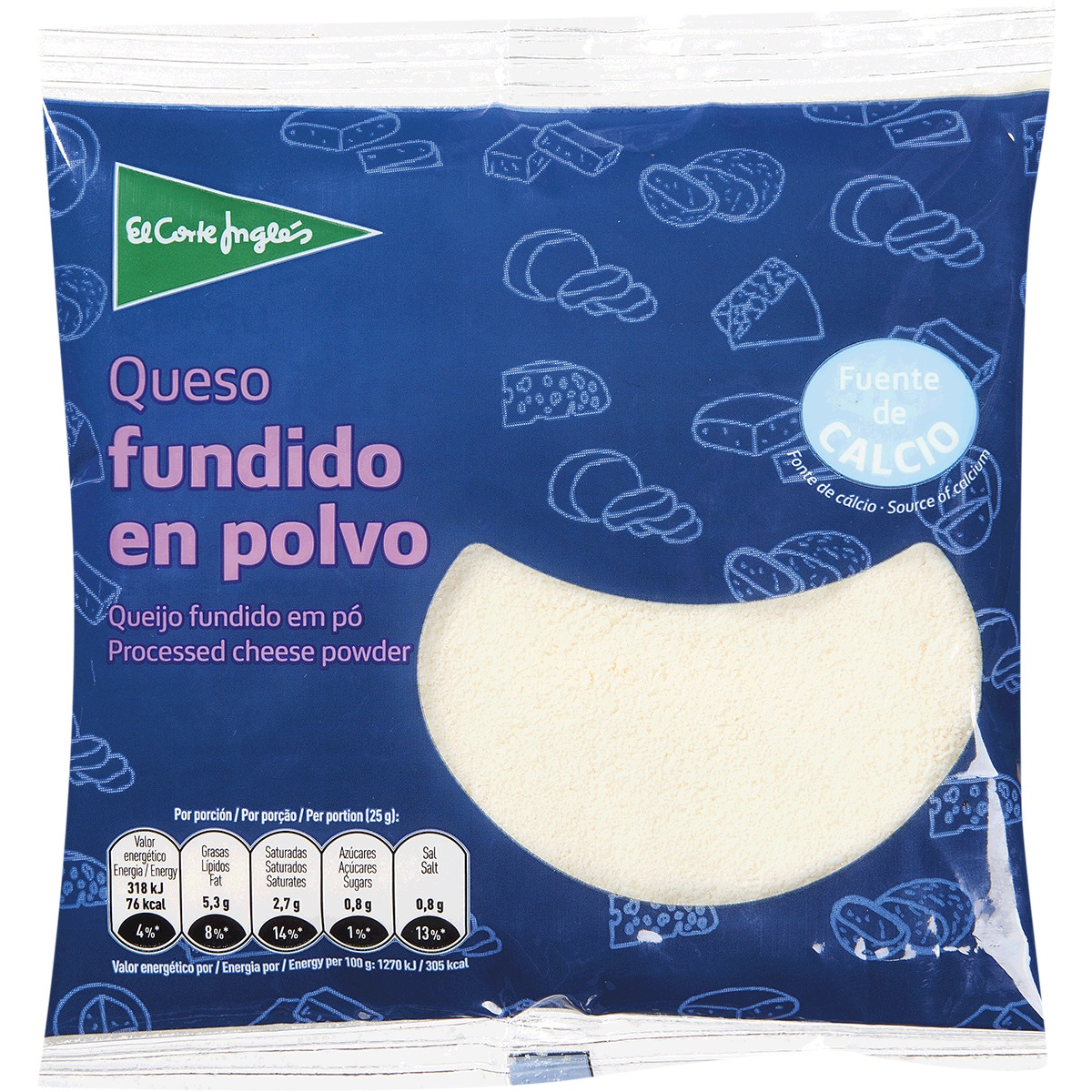 Queijo Ralado Fundido em Pó embalagem 100 g