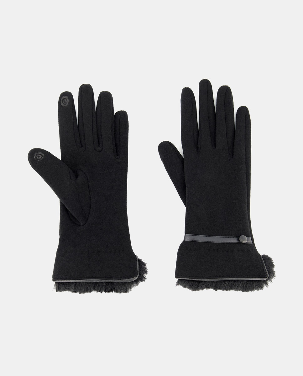 Luvas Feitas de Material de Jersey - Castanho-Claro Castanho-claro-1