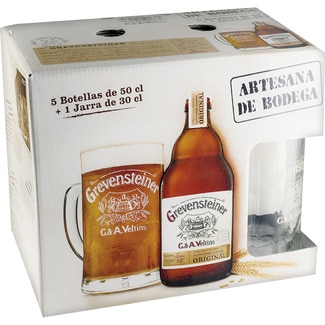 cerveza rubia alemana pack 5 botellas 50 cl + Jarra - Grevensteiner