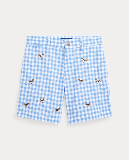 Imagen 0 de Bermuda de cuadros de niño en azul con microbordados