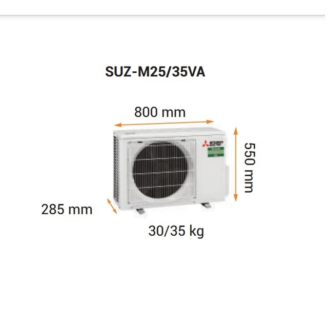 Ar Condicionado Mitsubishi Unidade Exterior SUZ-M25VA e Unidade Interior MLZ-KP25VF - Branco Branco-4