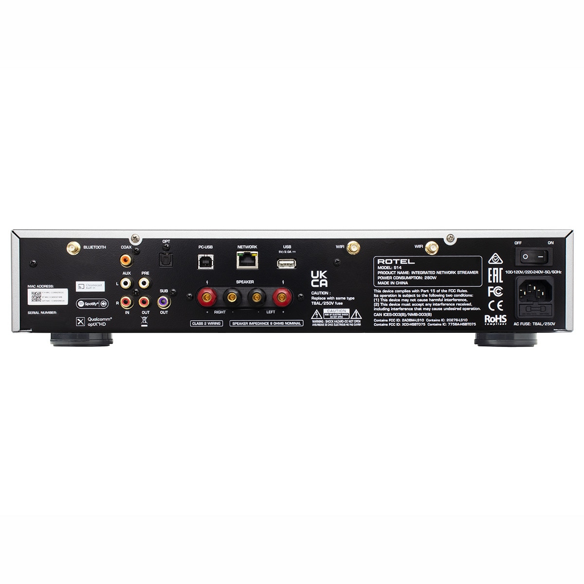 Amplificador integrado estéreo con conectividad a Redes Rotel S14 negro Negro-2