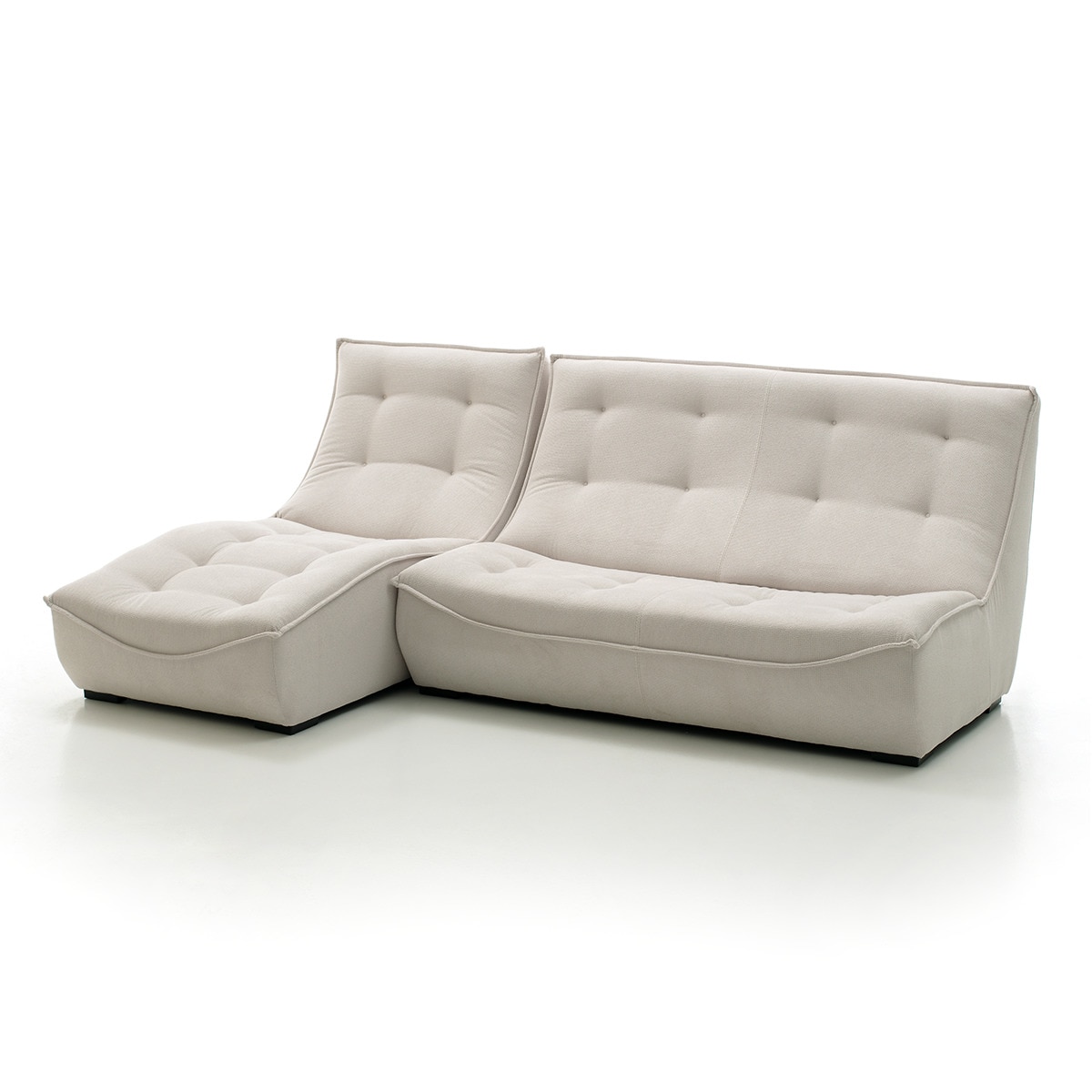 Módulo de Chaise-Longue com Tecido Poliéster para Sofá Mandy Branco-10