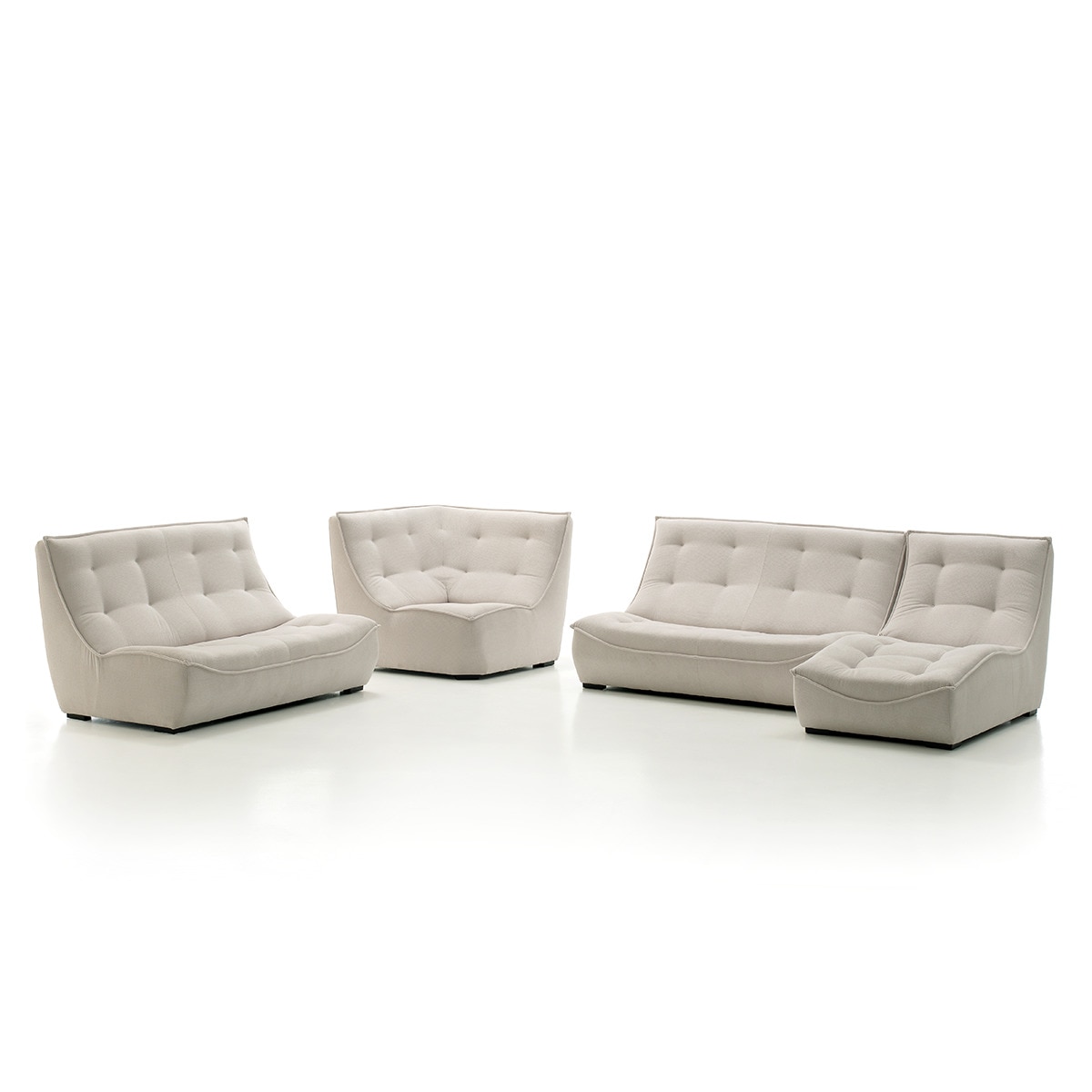 Módulo de Chaise-Longue com Tecido Poliéster para Sofá Mandy Branco-9