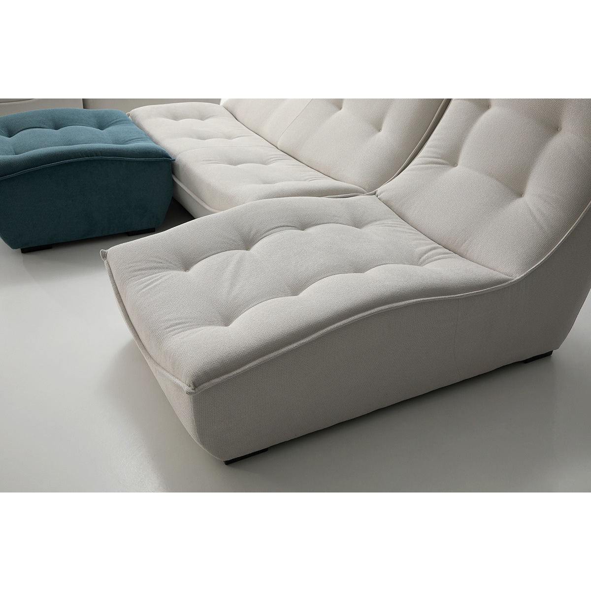 Módulo de Chaise-Longue com Tecido Poliéster para Sofá Mandy Branco-8
