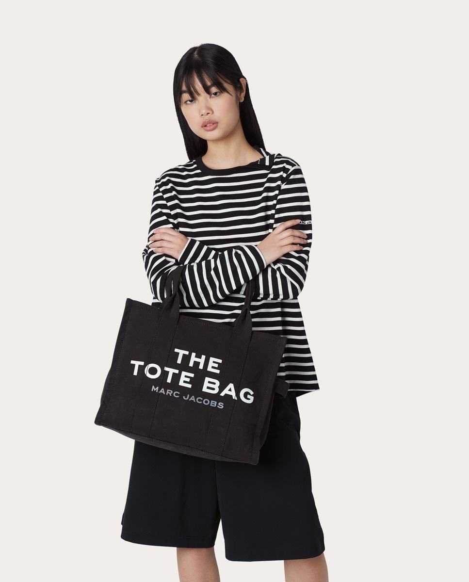 Mala Shopper Tipo Tote Large de Tecido Preto-2