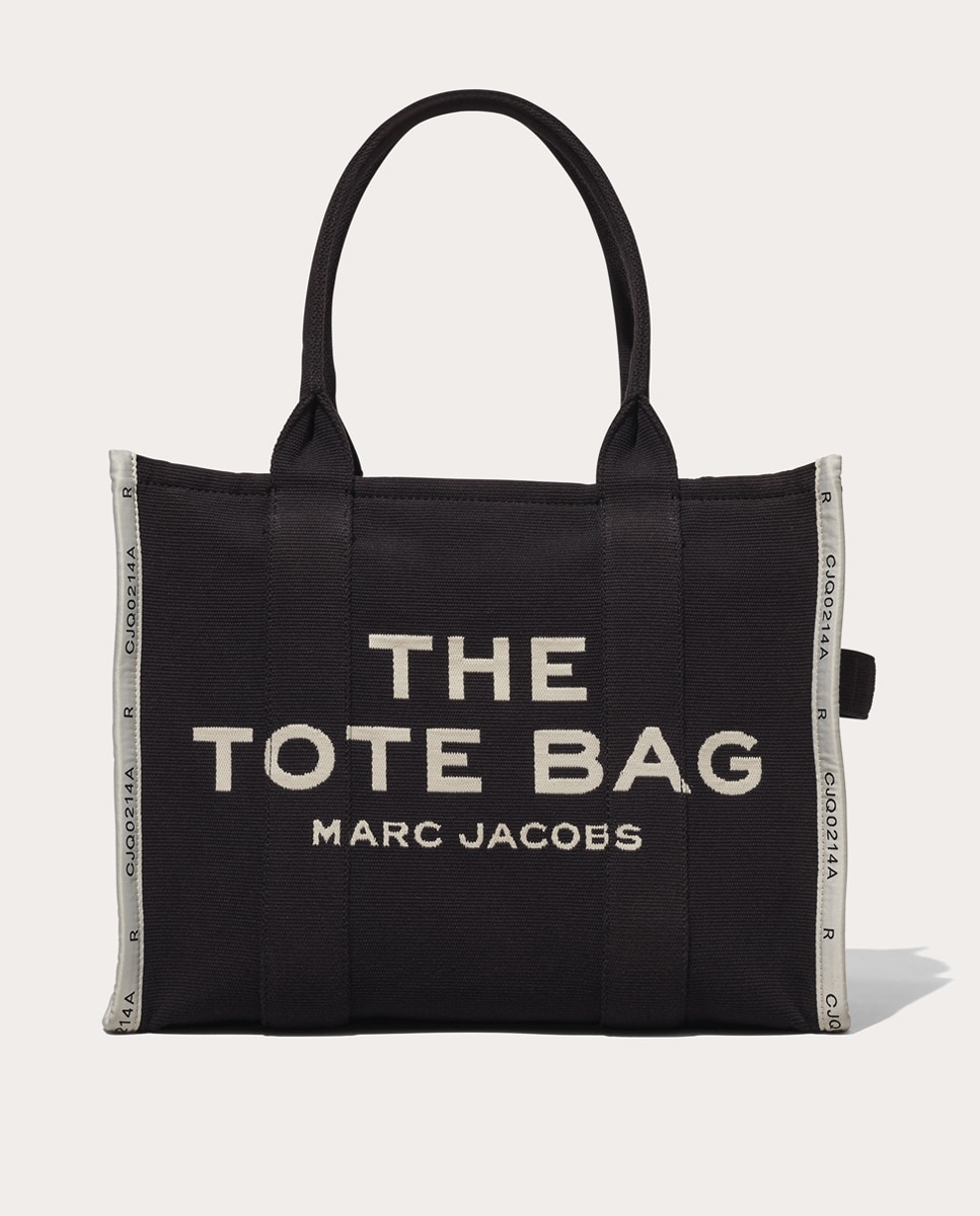 Mala Shopper Jacquard Tipo Tote Large em Tecido Preto-1