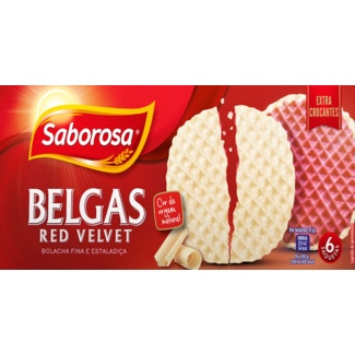 Bolachas Belgas Finas e Estaladiças de Red Velvet Pack 6 unidades embalagem 205 g - Saborosa