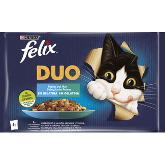 Alimento Húmido para Gato Duo Selecção de Peixe Pack 4 unidades embalagem 340 g - Purina Felix