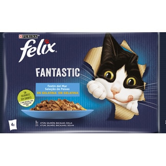 Alimento Húmido para Gato Fantastic Selecção de Peixes Pack 4 Unidades embalagem 340 g - Purina Felix