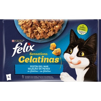Alimento Húmido para Gato Sensations Selecção de Peixes Pack 4 unidades embalagem 85 g - Purina Felix