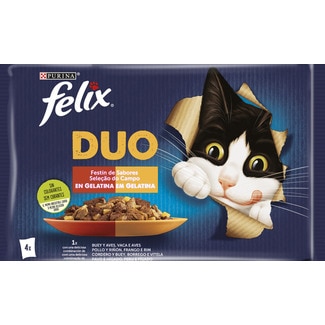 Alimento Húmido para Gato Duo Selecção do Campo Pack 4 unidades embalagem 340 g - Purina Felix