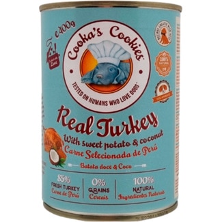 Alimento Húmido para Cão Carne Selecionada de Perú, Batata Doce e Coco lata 400 g - Cooka's Cookies