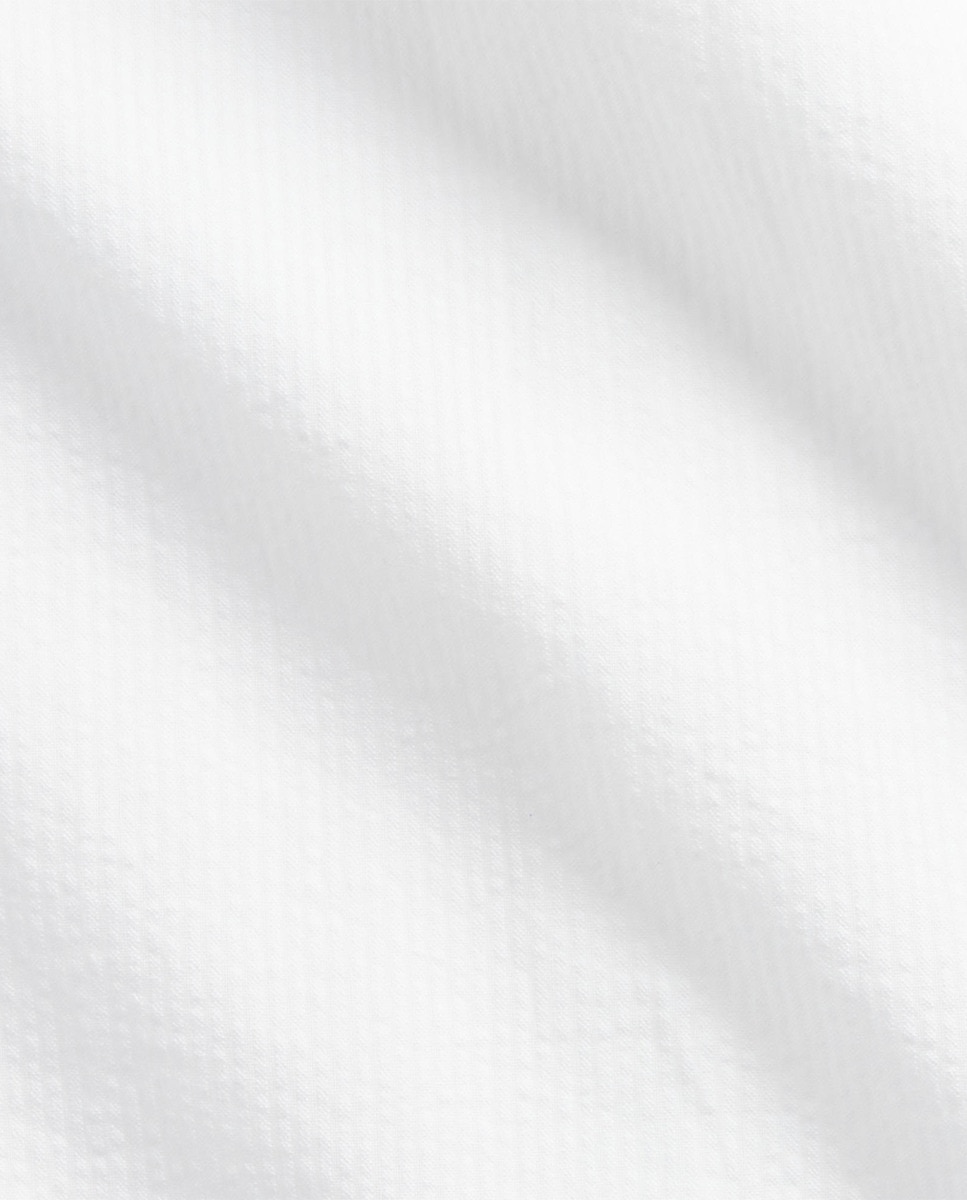 Camisa Regular Fit de Manga Curta e em Seersucker Branco-4