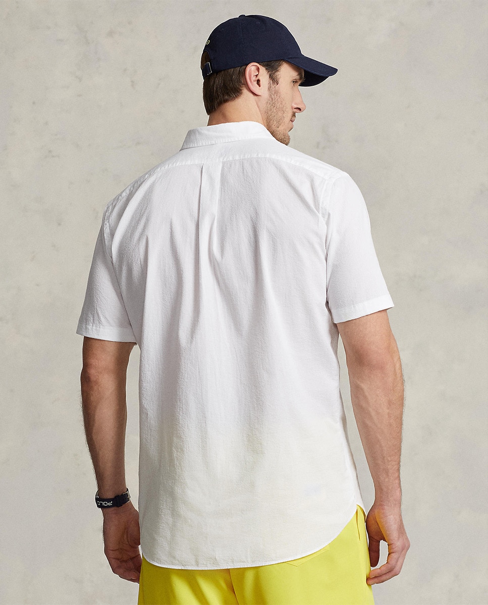 Camisa Regular Fit de Manga Curta e em Seersucker Branco-2