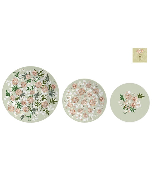 Imagen 0 de Vajilla set 18 porcelana 27 x 27 x 3 verde