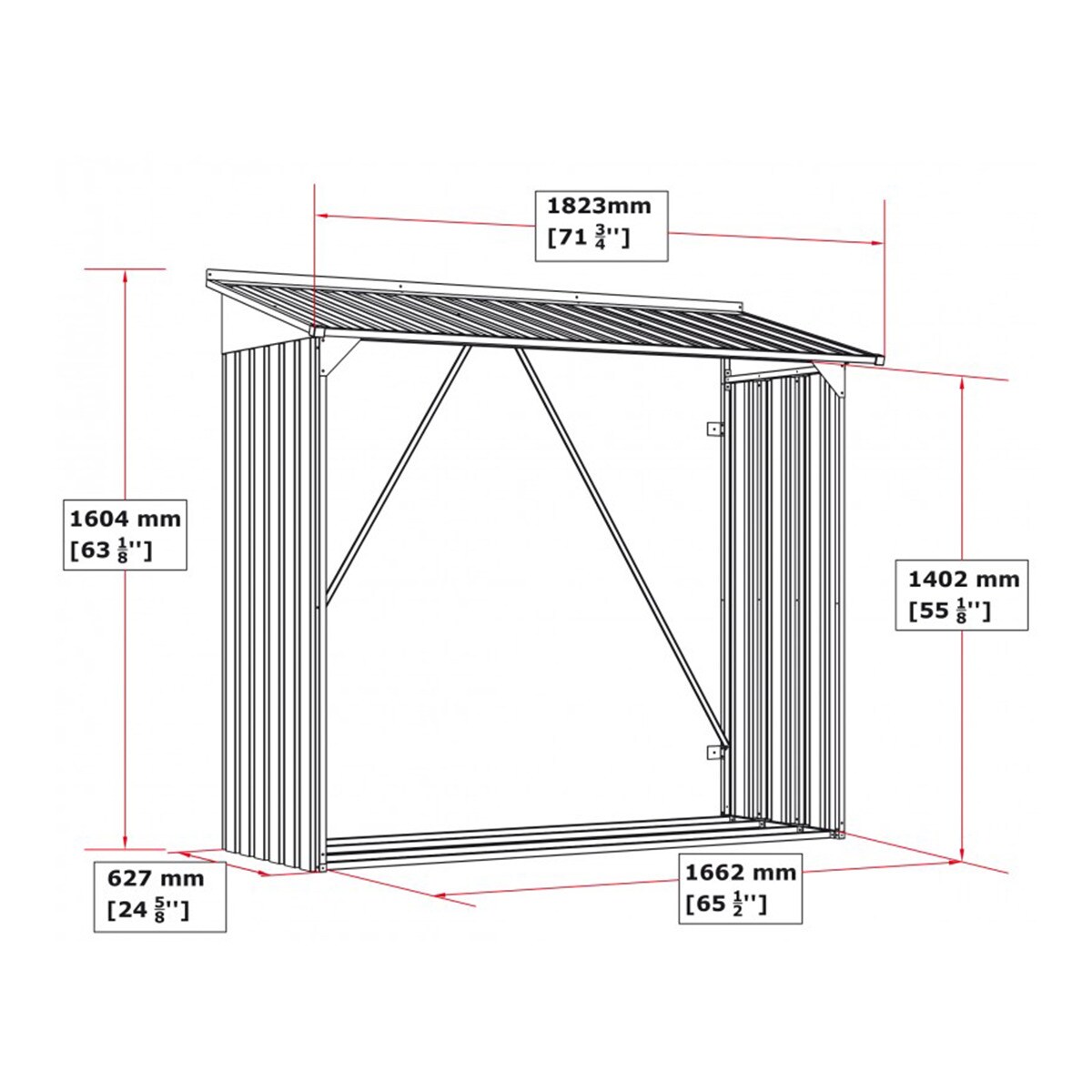 Leñero metálico Imitación madera 182,3x160,4x73,5 cm Madera-3