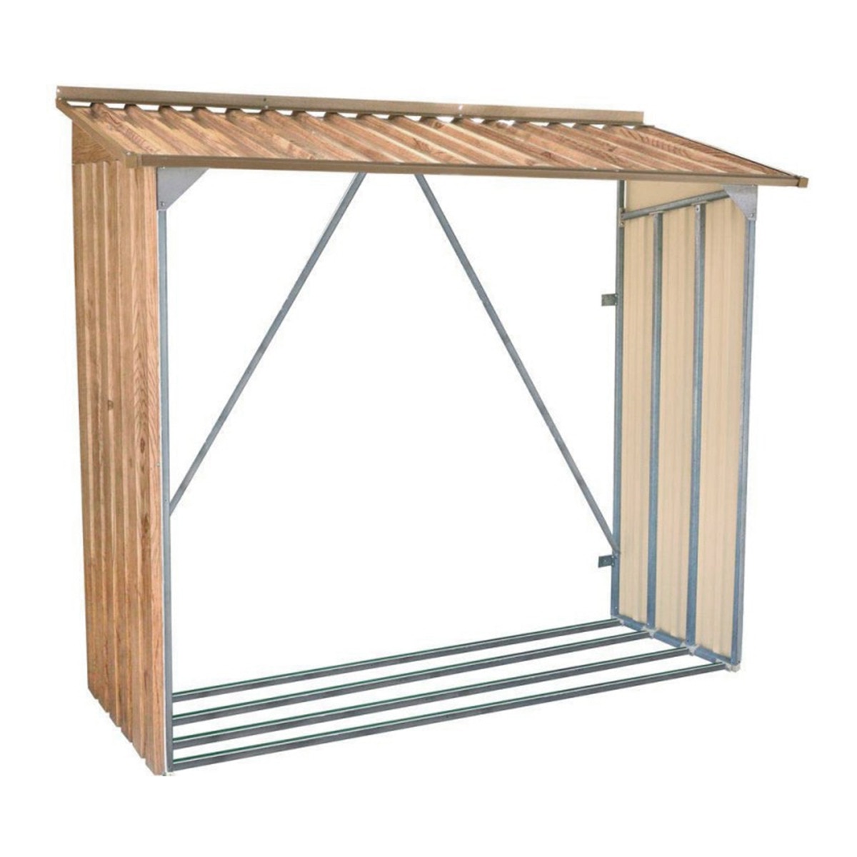 Leñero metálico Imitación madera 182,3x160,4x73,5 cm Madera-1