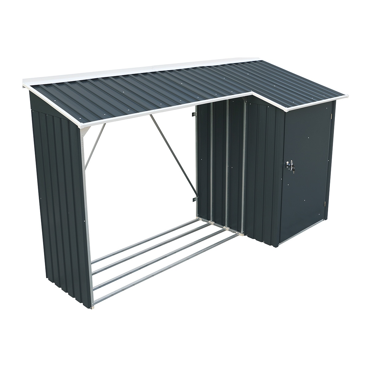 Combo Leñero + Cobertizo metálicos Antracita-10