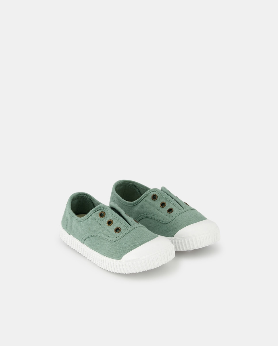 Chaussures en toile basses à semelle cuvette avec bout renforcé et double bride autoagrippante