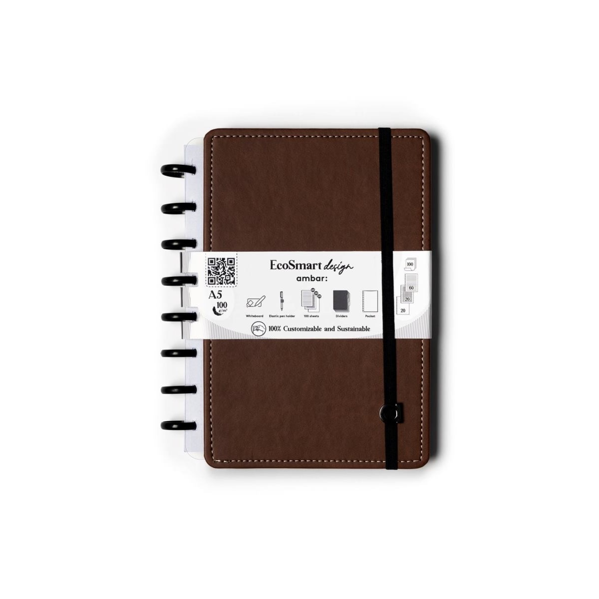 Caderno EcoSmart A5 PU Ambar Castanho 1