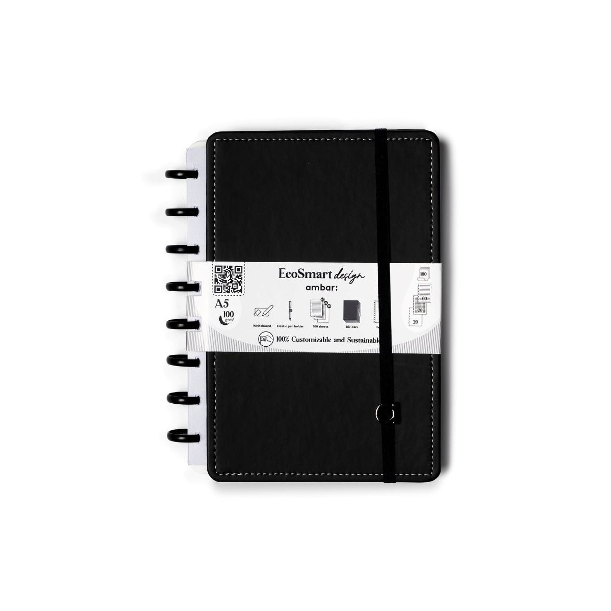 Imagem 0 de Caderno EcoSmart A5 PU Ambar Preto