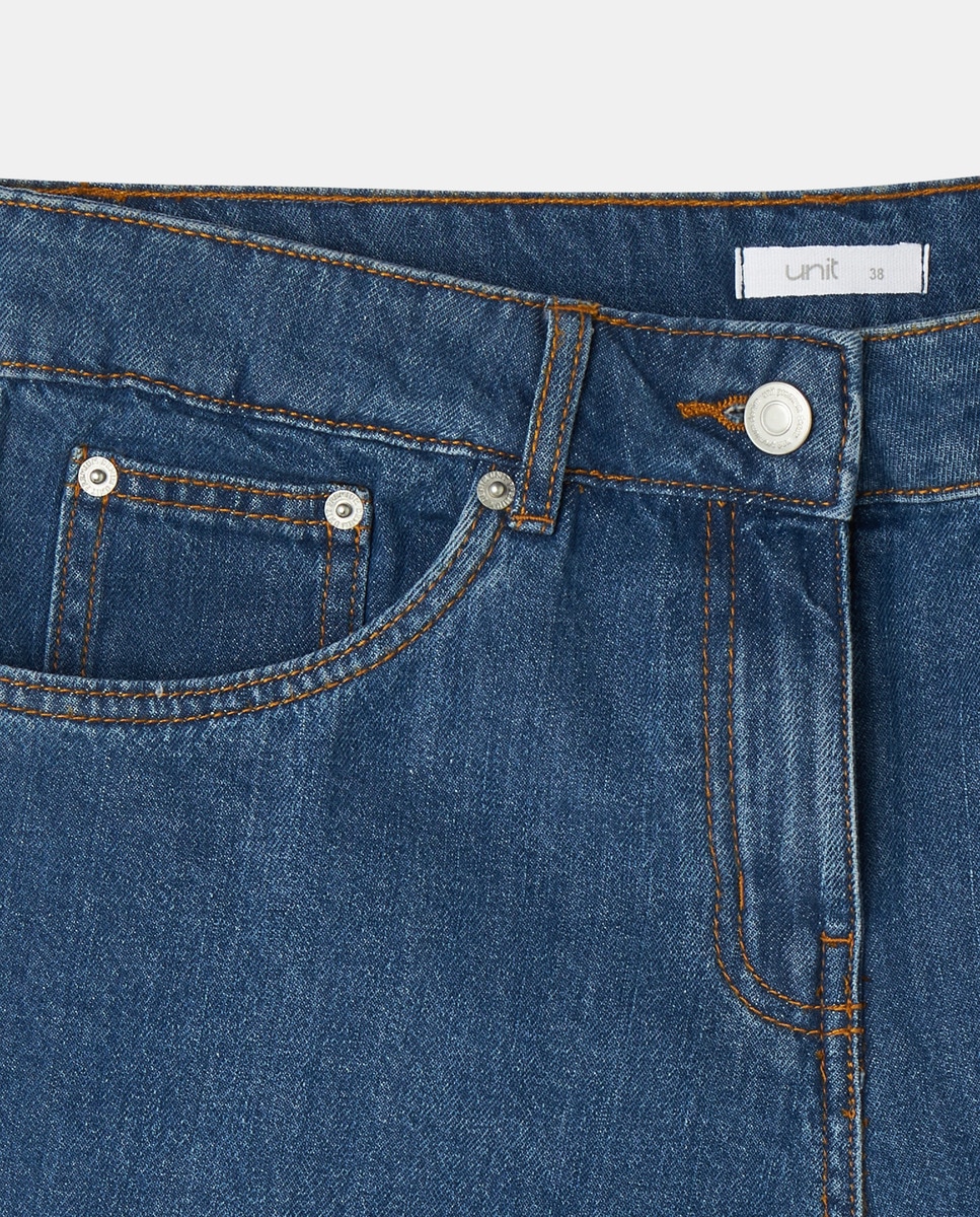 Short denim de mujer liso Azul-5