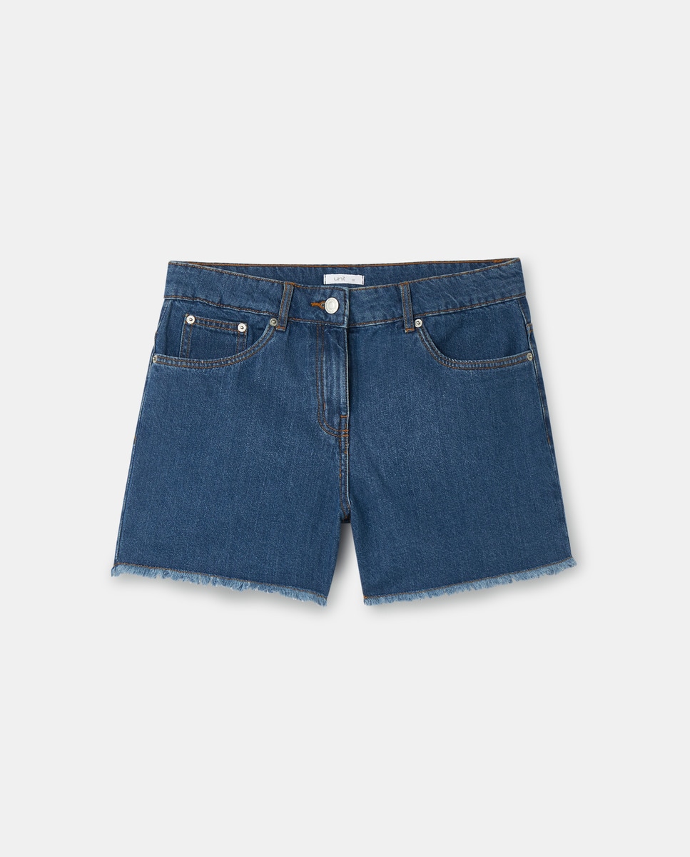 Short denim de mujer liso Azul-4