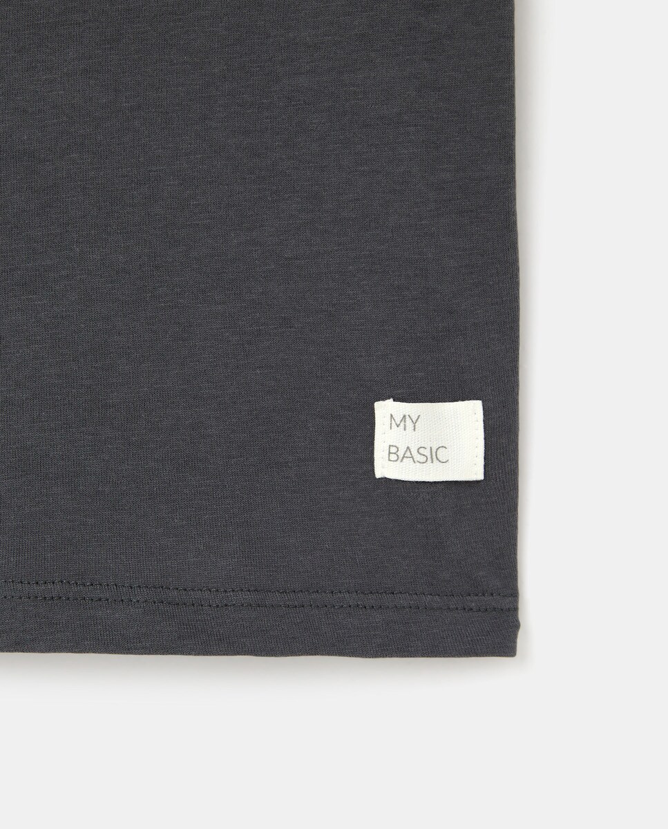 Camiseta básica mujer algodón Gris oscuro-5