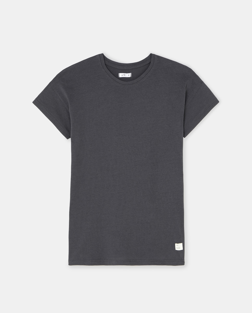 Camiseta básica mujer algodón Gris oscuro-4