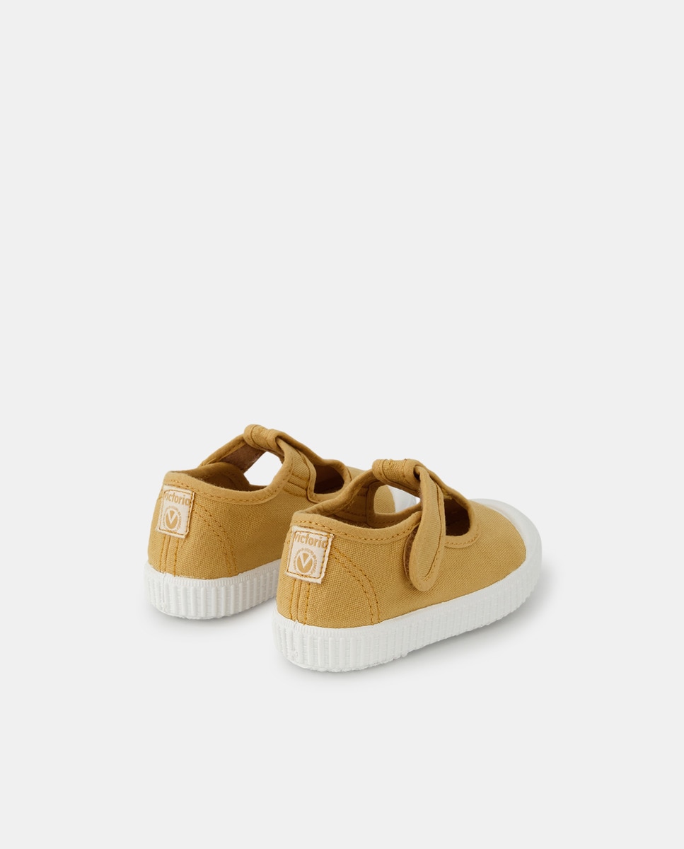 Sapatos de Presilha de Bebé com Biqueira Reforçada, Fecho Aderente e em Lona - Amarelo Amarelo-3