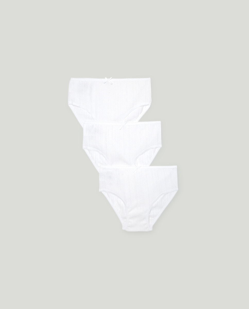 Pack 3 bragas caladas de niña Blanco-1