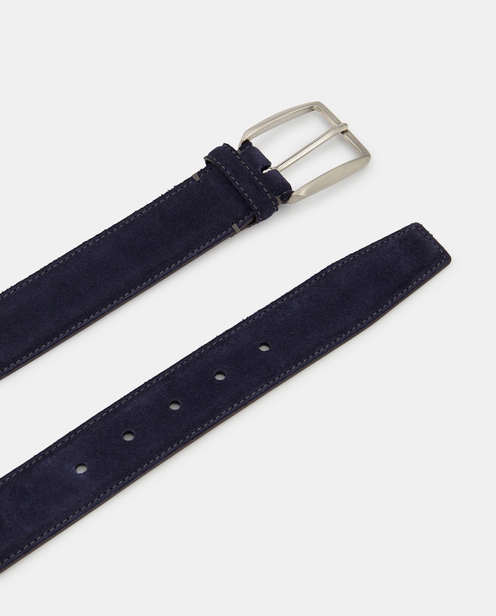 Cinto de camurça castanho Azul-marinho-3