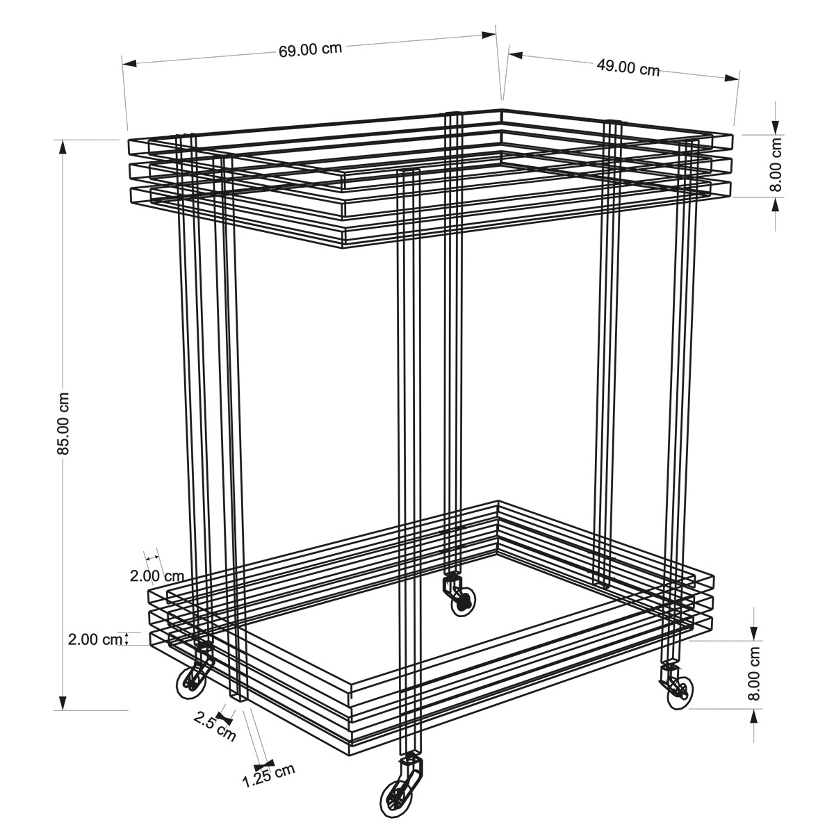 Trolley de serviço Blake Aço-6