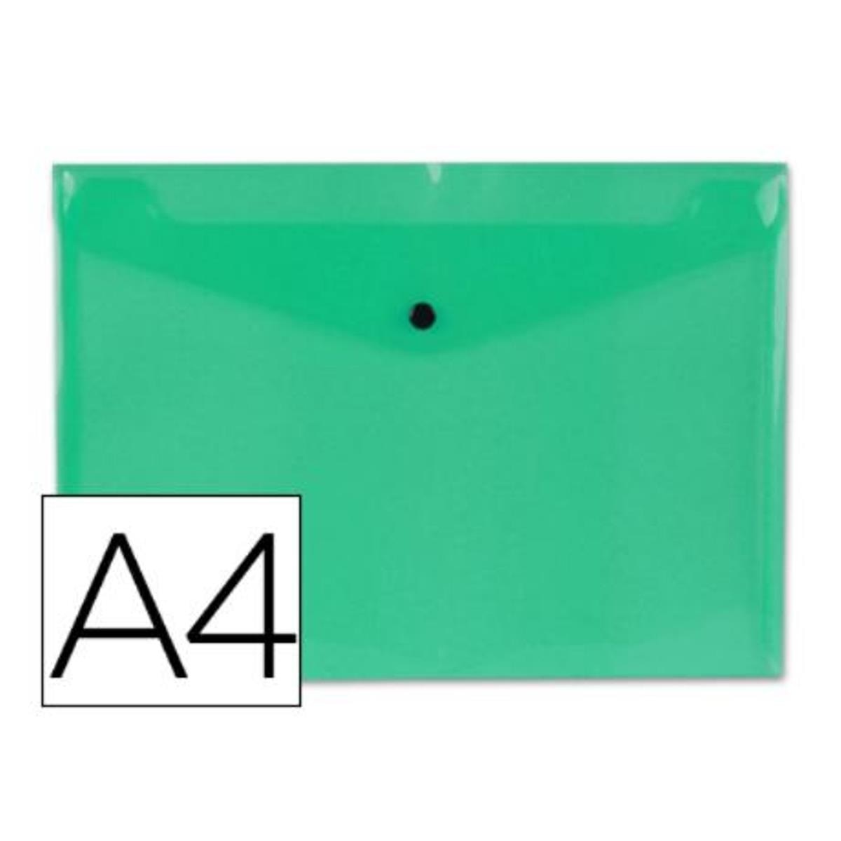 Bolsa A4 em Envelope, Polipropileno Verde Transparente, LiderPapel 1