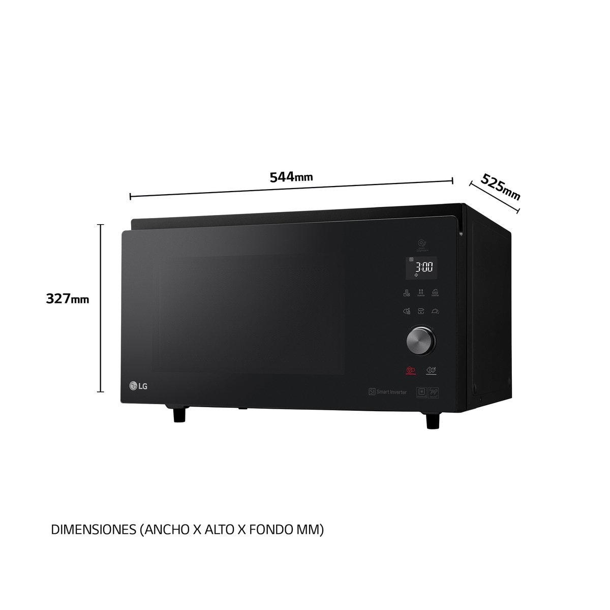 Microondas LG 4 en 1, 39 litros y grill - MJ3965BPS Negro-6