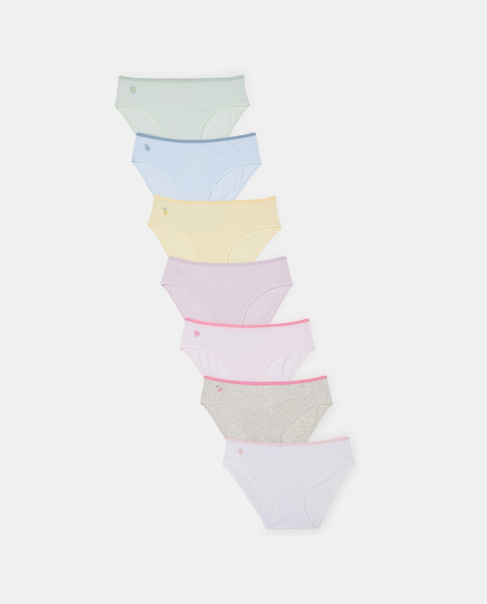 Lot de sept petites culottes ornées de fruits